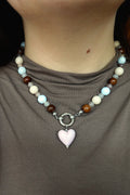 Beaded Necklace | Aging like fine wine +murano glass heart