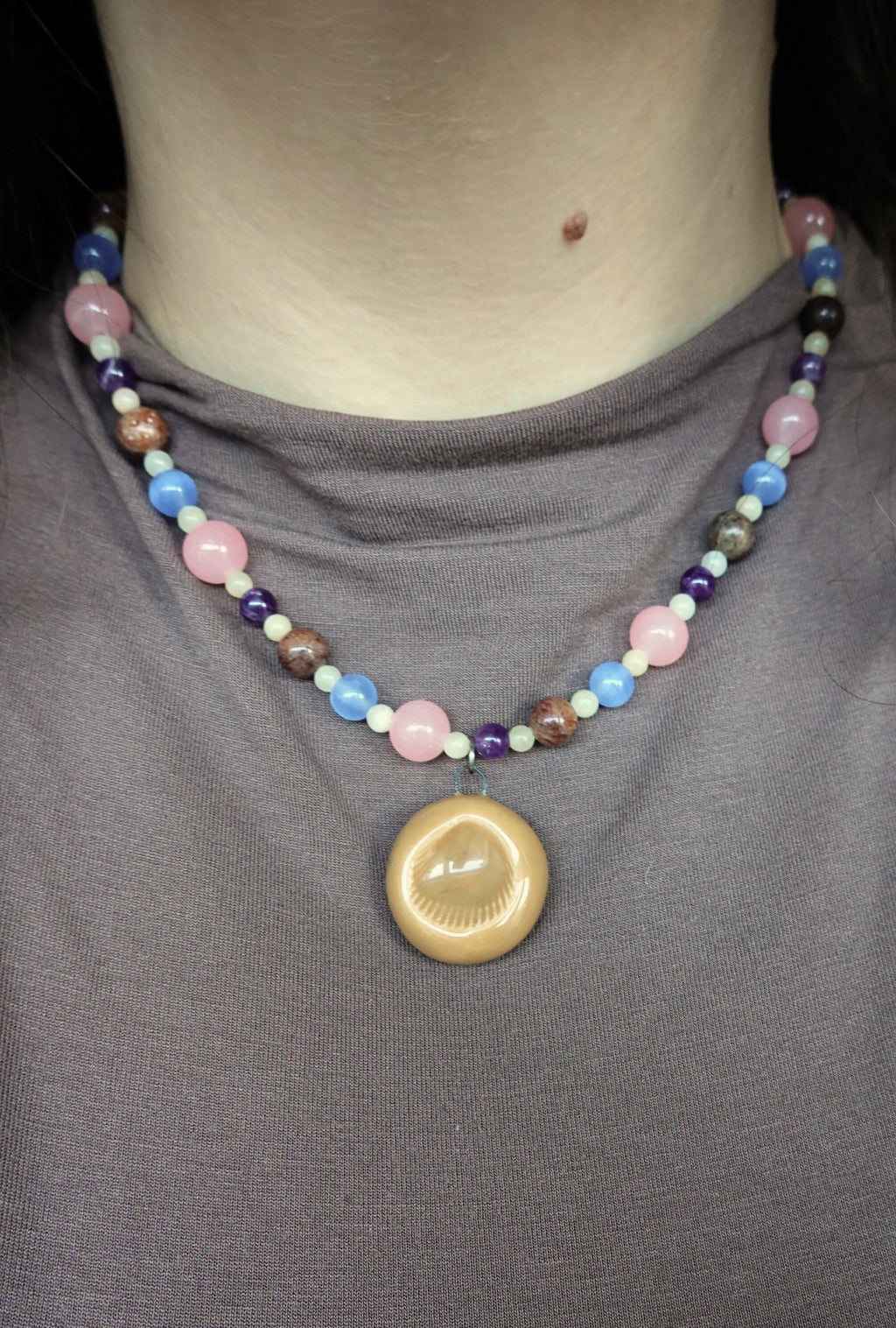 Beaded Necklace | My only Wish +seashell clay