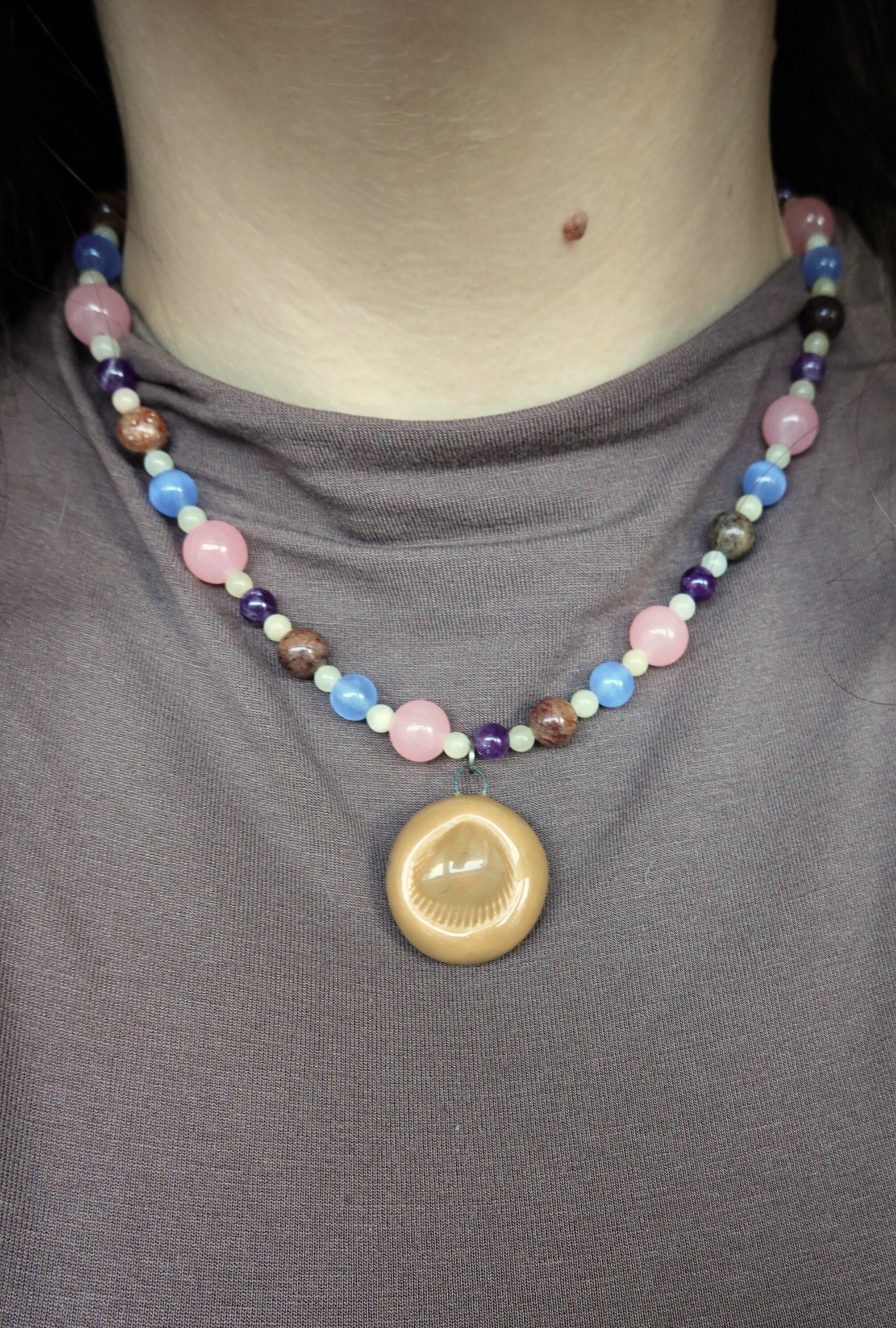 Beaded Necklace | My only Wish +seashell clay
