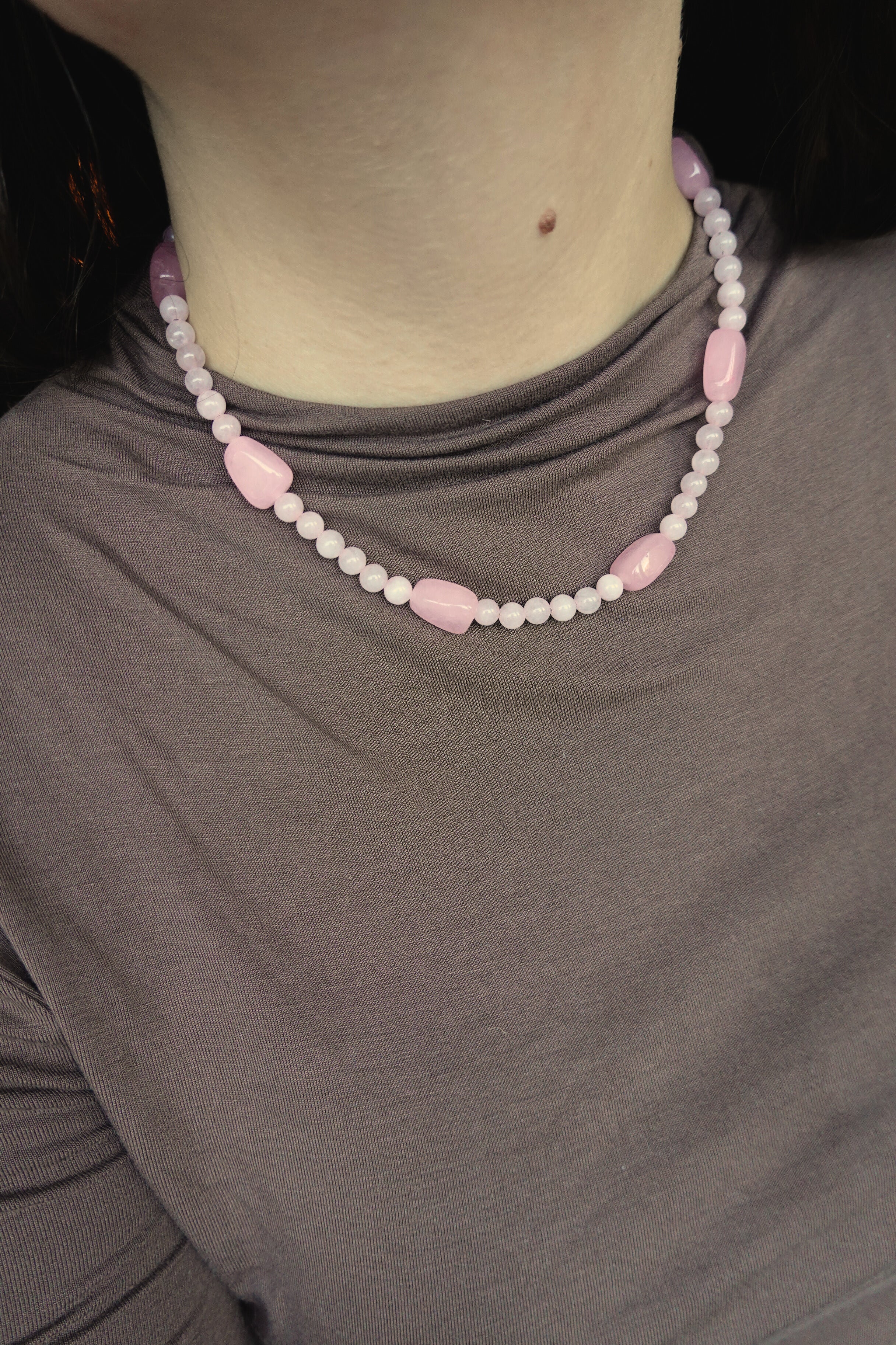 Beaded Necklace | Rose Quartz Mono Party