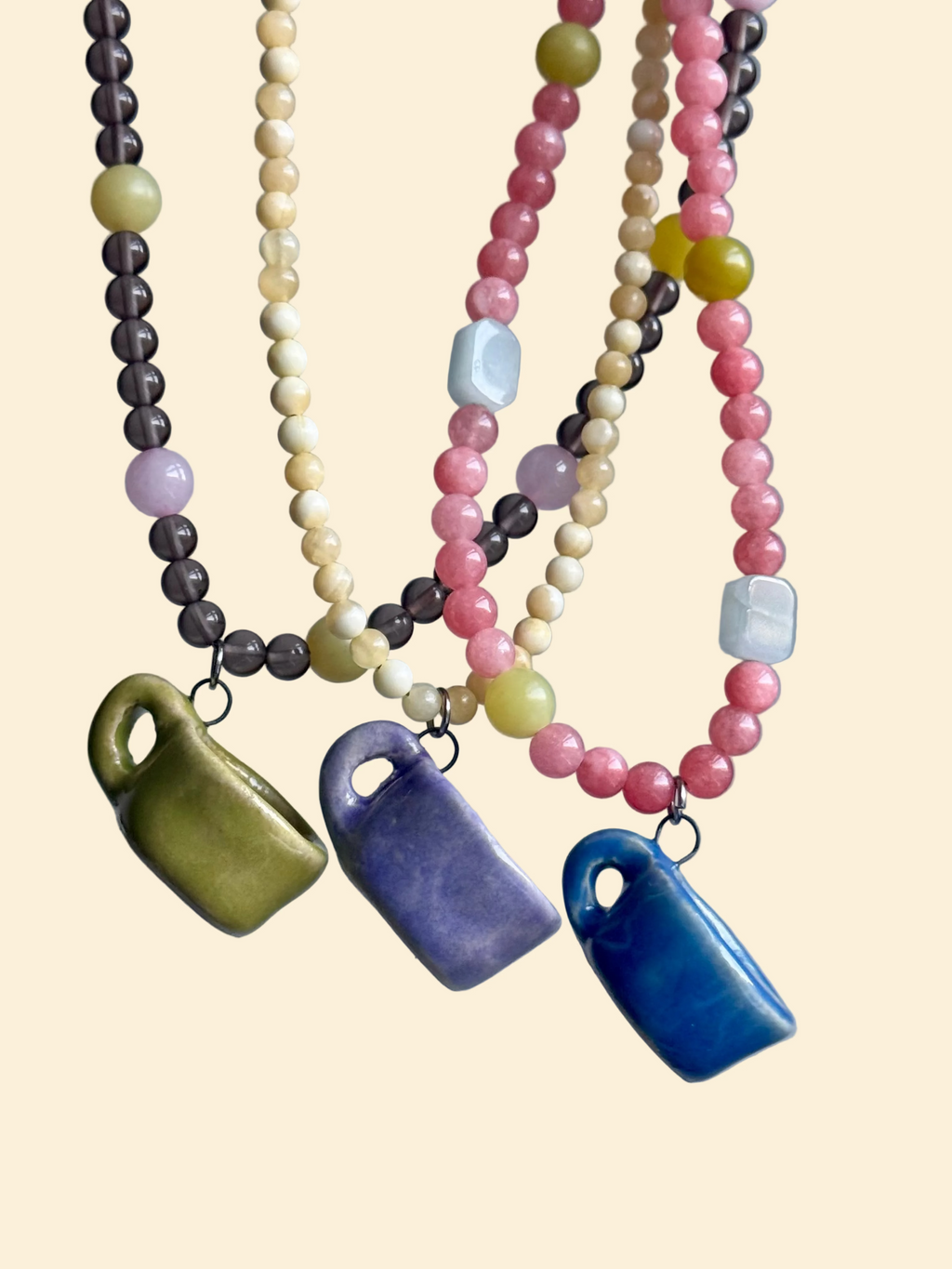 Beaded Necklace | Birthday joy +coffee clay mug