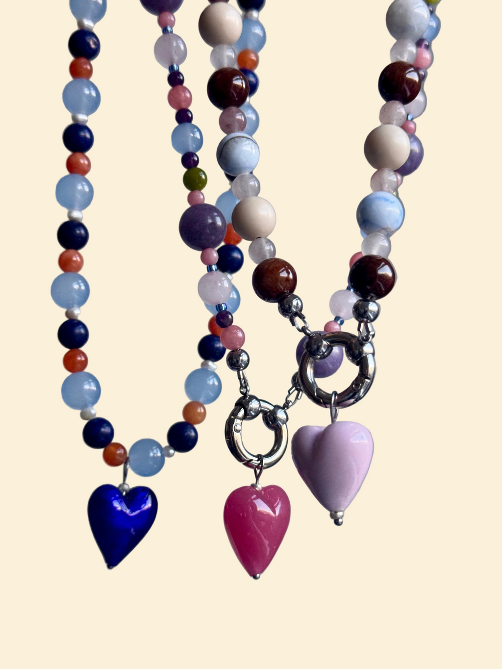 Beaded Necklace | Aging like fine wine +murano glass heart