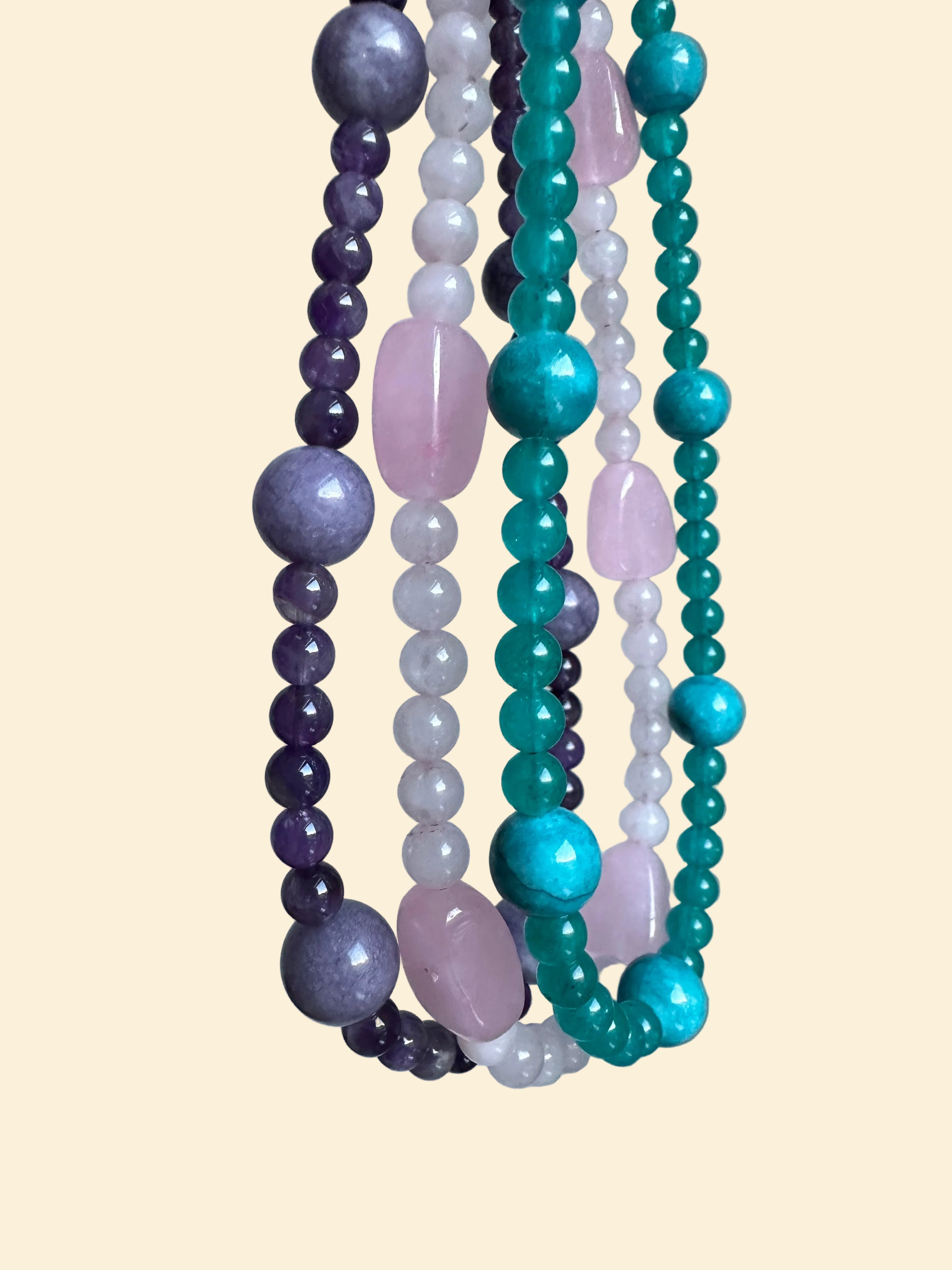 Beaded Necklace | Agate Turquise Mono Party