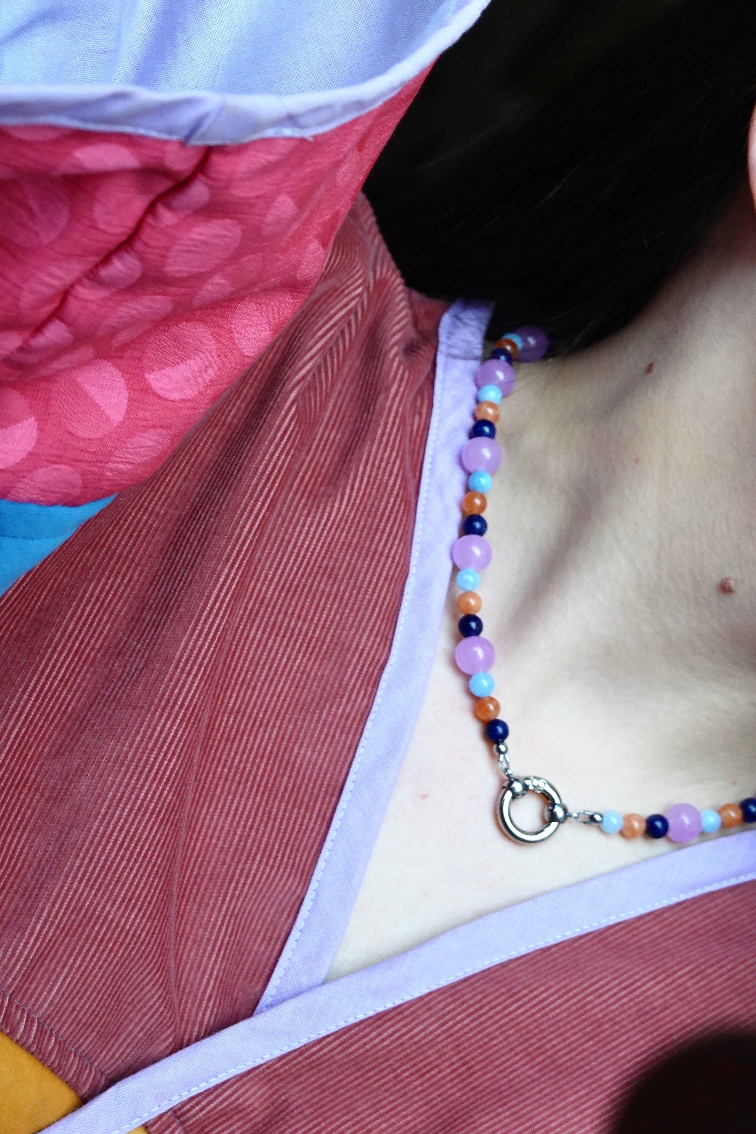 Beaded Necklace | Midnight Orange Punch