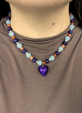 Beaded Necklace | Make a Wish +murano glass heart