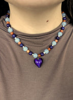Beaded Necklace | Make a Wish +murano glass heart