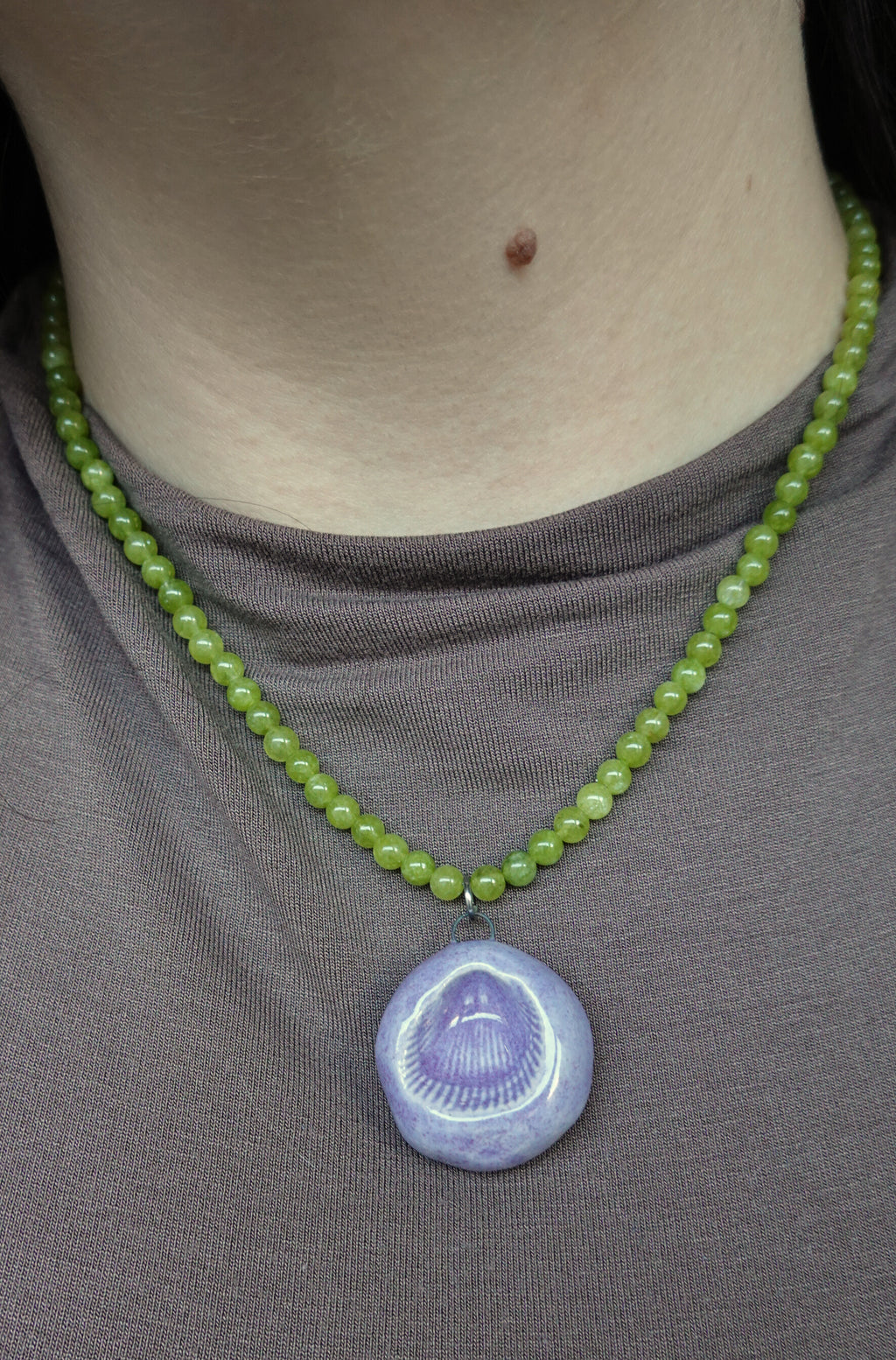 Beaded Necklace | Lime Celebration +seashell clay