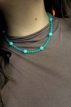 Beaded Necklace | Agate Turquise Mono Party