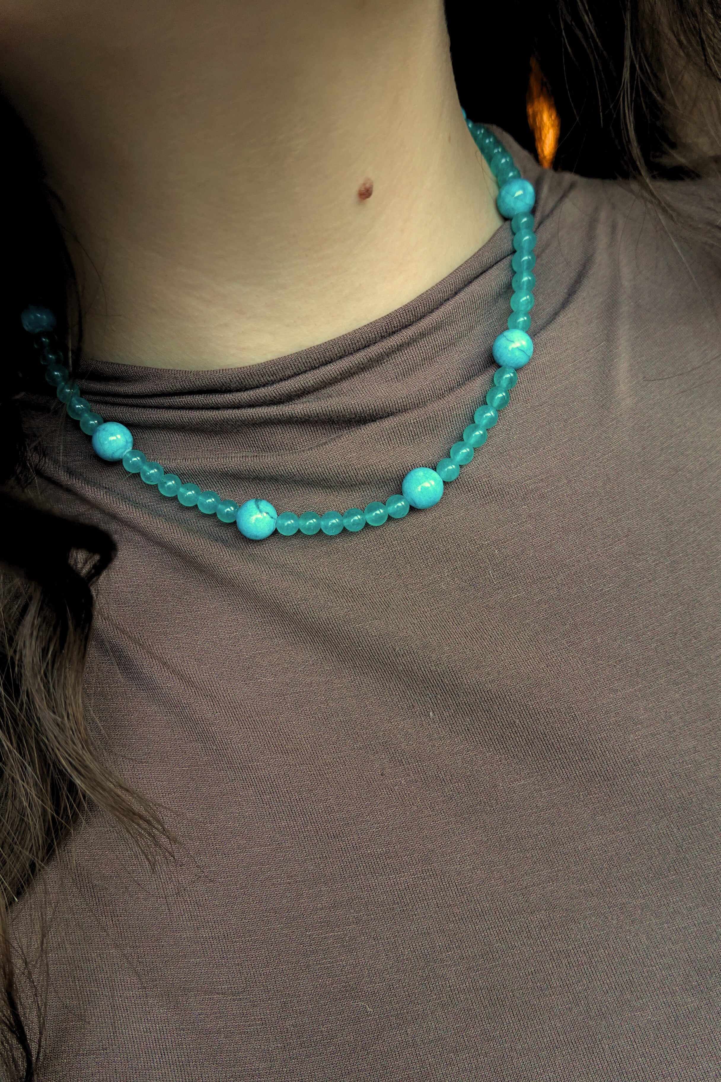 Beaded Necklace | Agate Turquise Mono Party